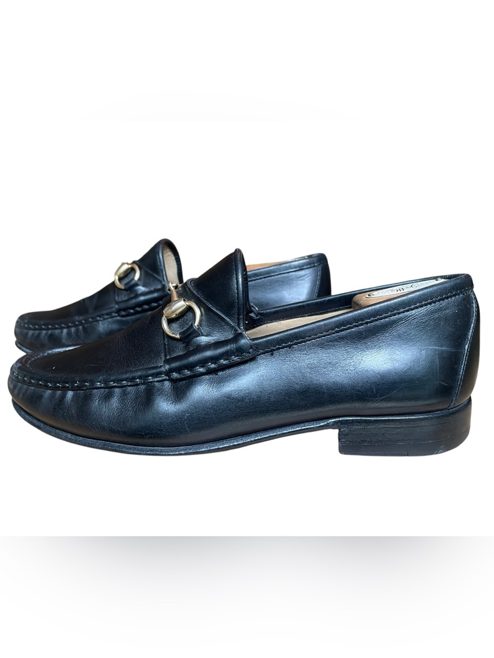 GUCCI Horsebit Vintage TOM FORD ERA Black Loafers Leather Gold Men's  8 Classic - Picture 5 of 16